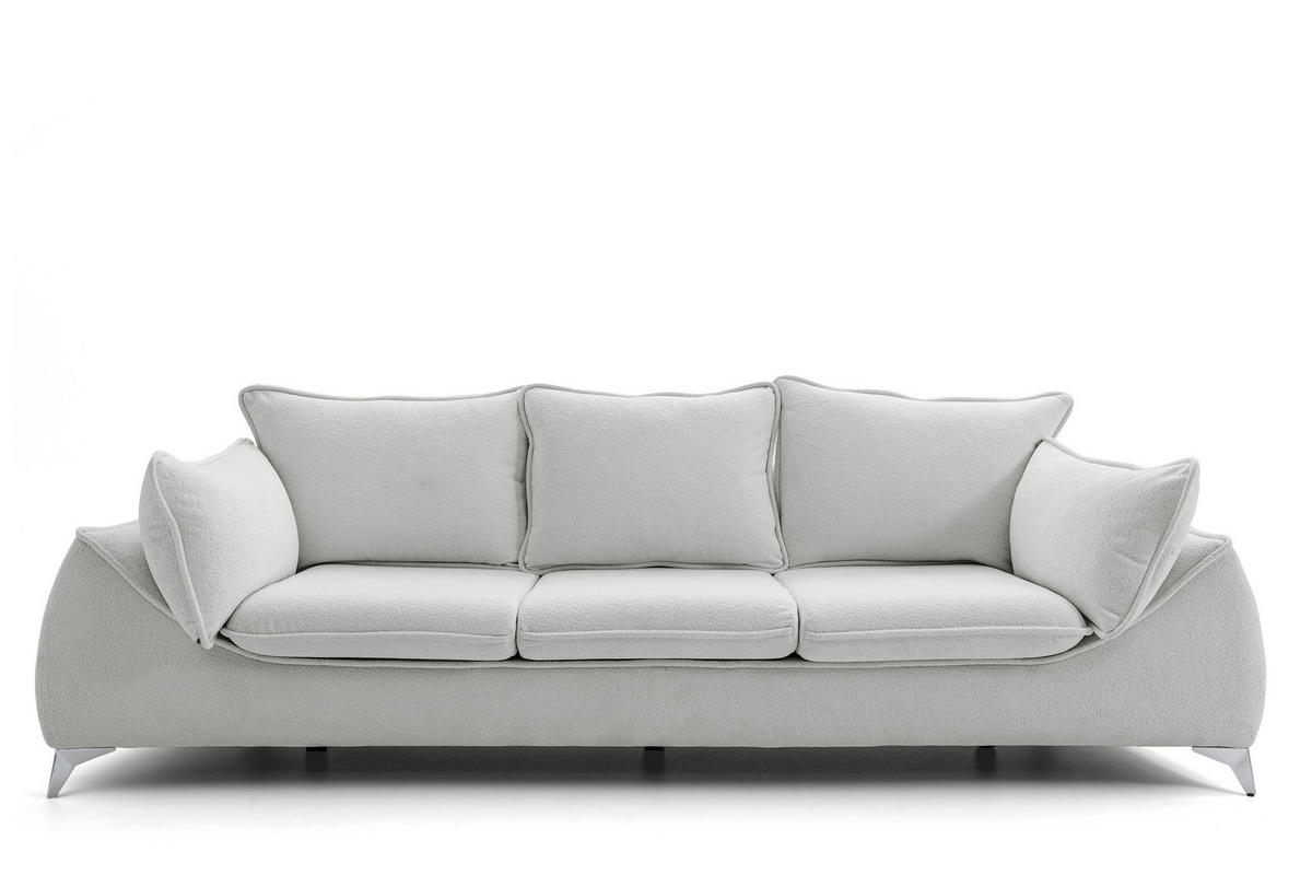 3-SITZER SOFA MELANI elegant Stillvoll Polstersofa 252 cm - Chromfarben/Hellgrau, Holz/Textil (252/90/88cm) - Muffo