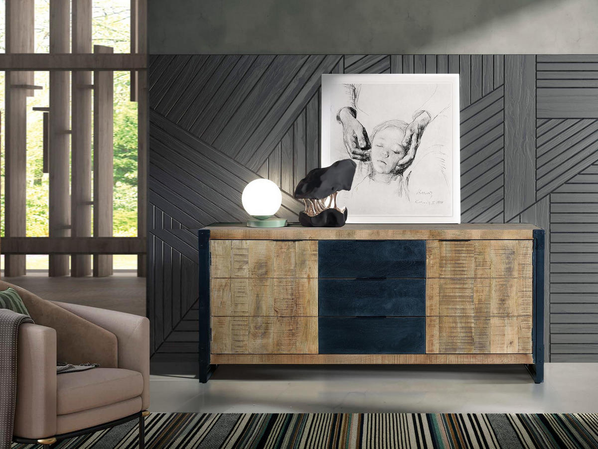 SIDEBOARD mit 2 Türen und 3 Schubladen aus Mangoholz - Braun, Holz (45/80/180cm) - Giner y Colomer
