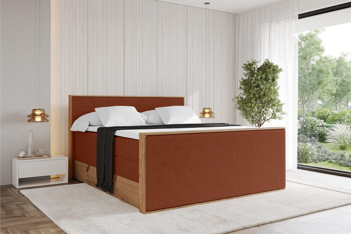 BOXSPRINGBETT LOLLI9 -Z-KING 140x200 - H3/H4 Rot - Rot, Holzwerkstoff (140/200cm) - ALTDECOR
