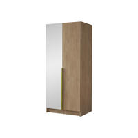 KLEIDERSCHRANK Bono II - Eichefarben/Goldfarben, Holzwerkstoff/Metall (100/215/58cm) - MIRJAN24