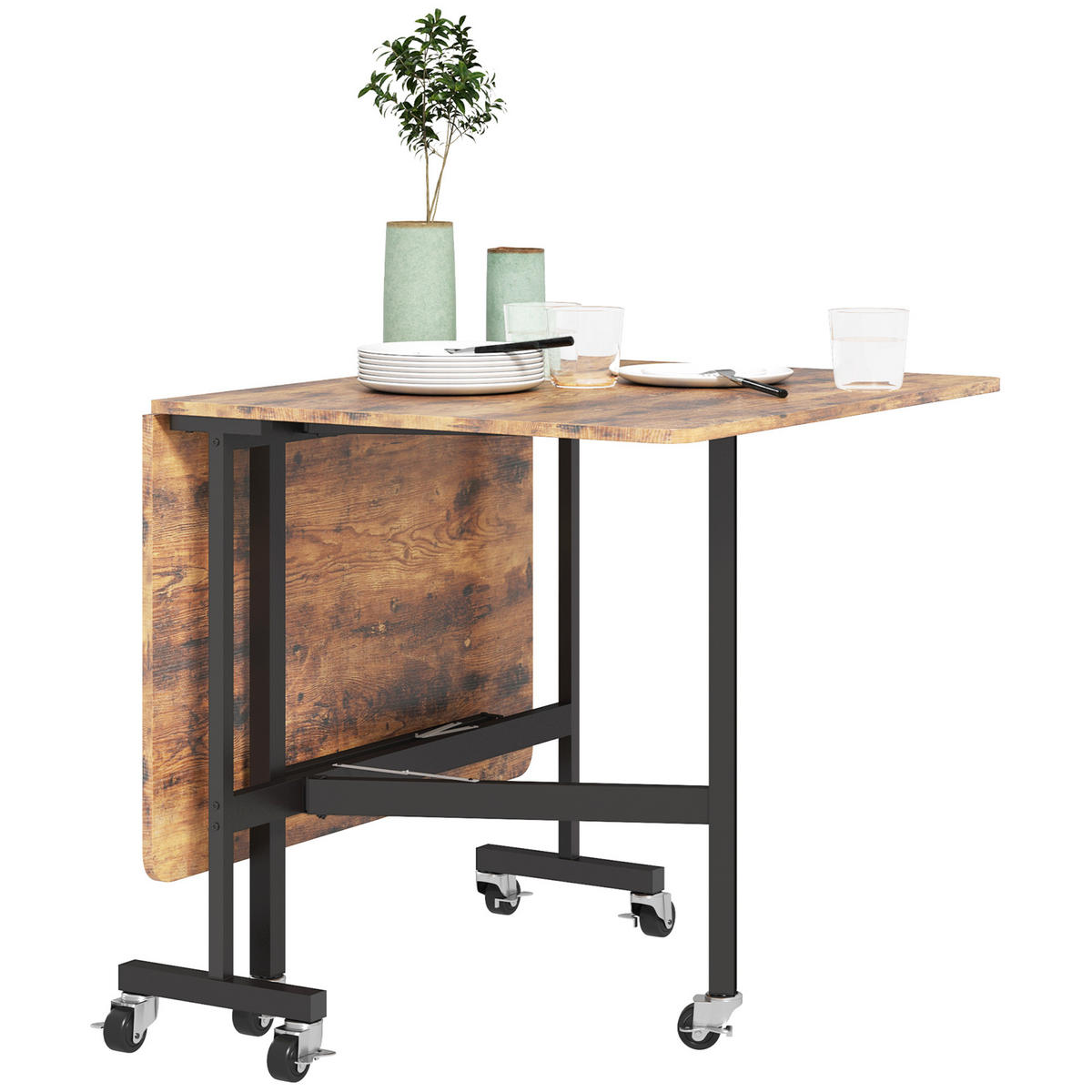 ESSTISCH DE-08453 6 Rollen & Bremsen für 6 Personen Braun - Braun, Holzwerkstoff (120/80/73cm) - ComfortXL