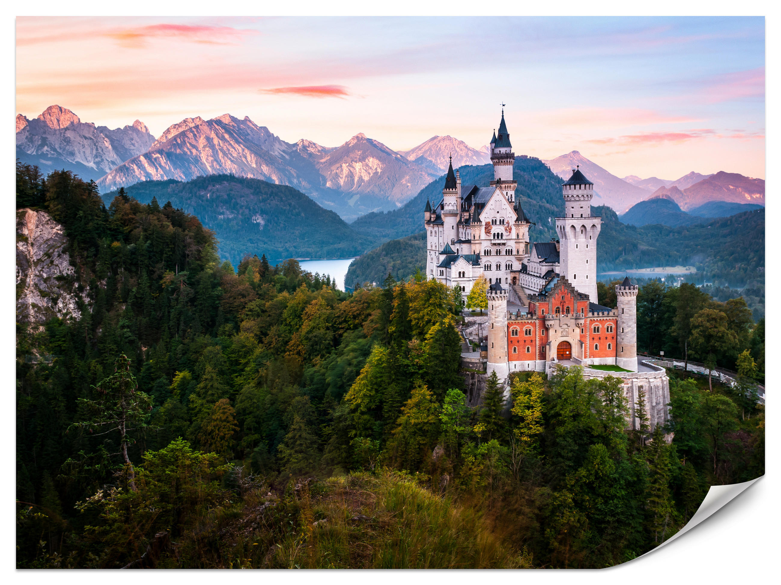 FOTOTAPETE für Schlafzimmer Schloss Bergwald Bäume Grün 150x105 - Multicolor, Papier (150/105cm) - Muralo