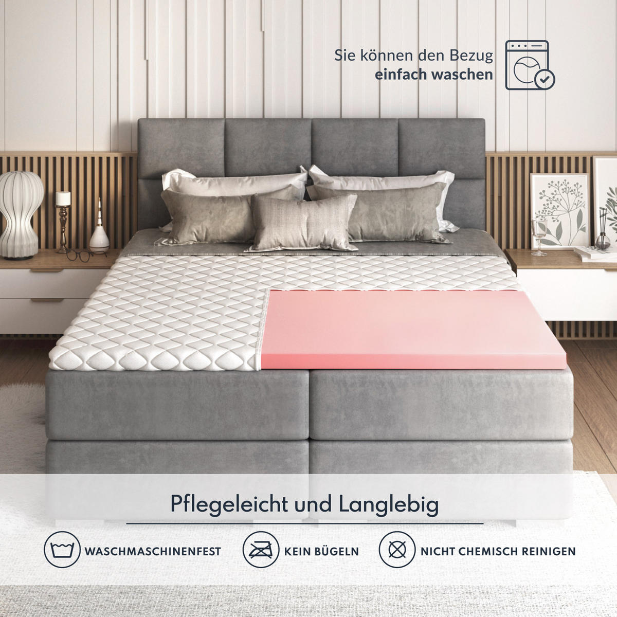 TOPPER Visco - Weiß, Textil (120/200cm) - FDM