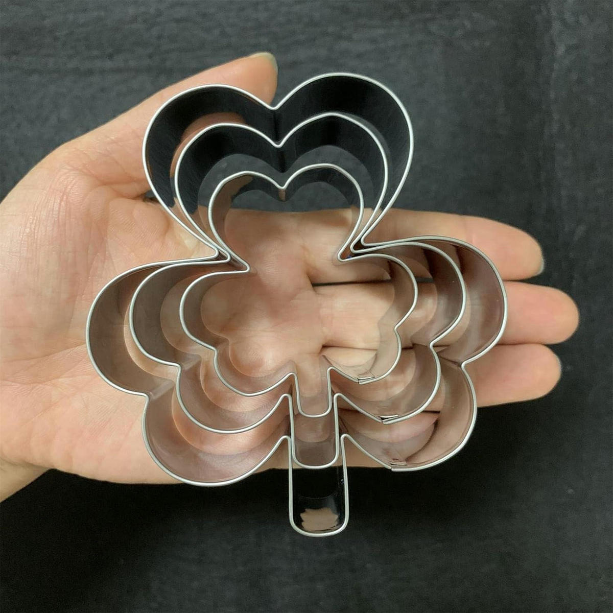 AUSSTECHFORMEN Set 3-teilig Kleeblatt - Silberfarben, Metall (9/2/9.5cm)