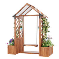 PFLANZKÜBEL Holz Braun mit Spalier Sonnendach Garten - Braun, Holz (70/163/142cm) - FLIEKS