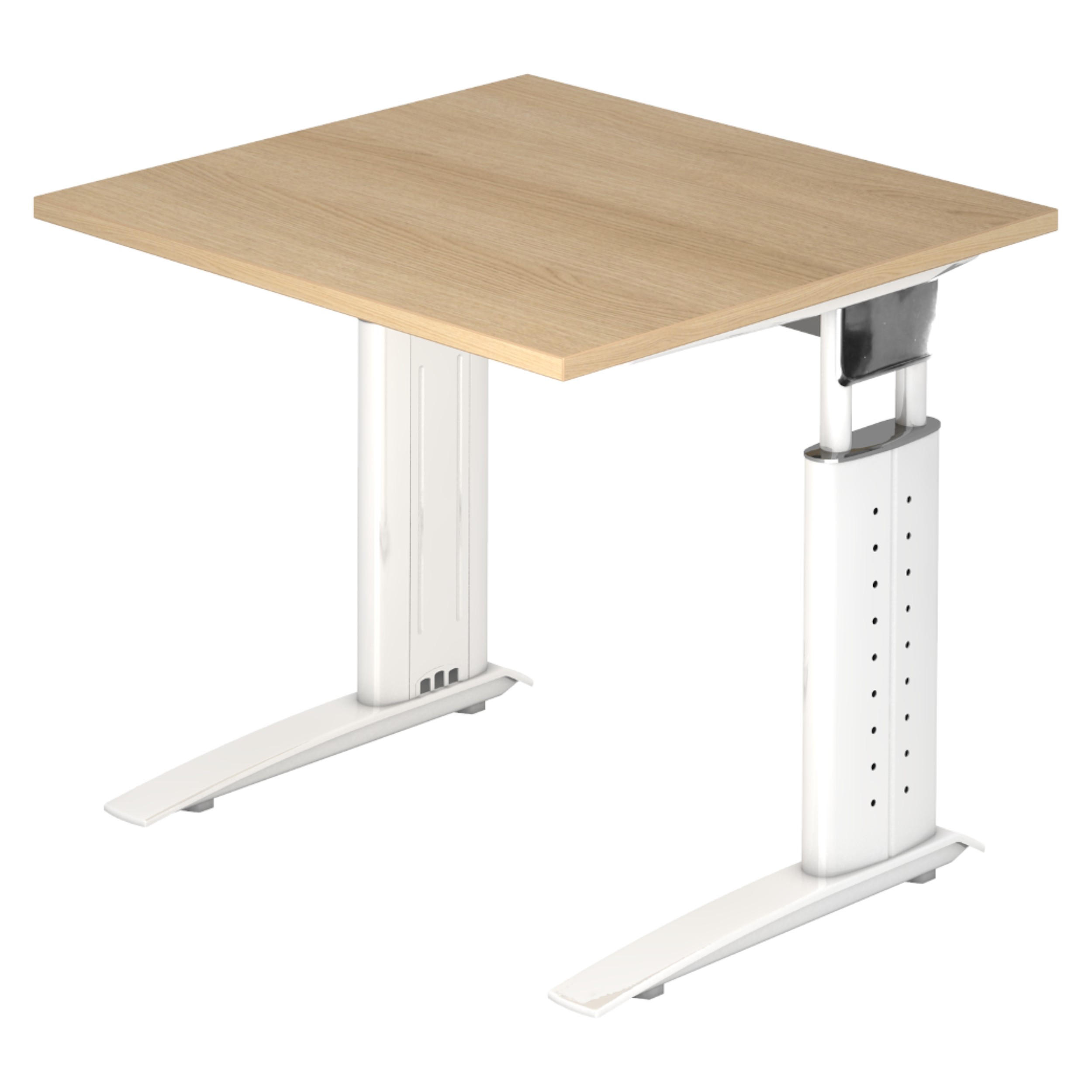 SCHREIBTISCH Serie-U 80/80/74 cm in Eichefarben/Weiß - Eichefarben/Weiß, Holzwerkstoff (80/80/74cm) - bümö