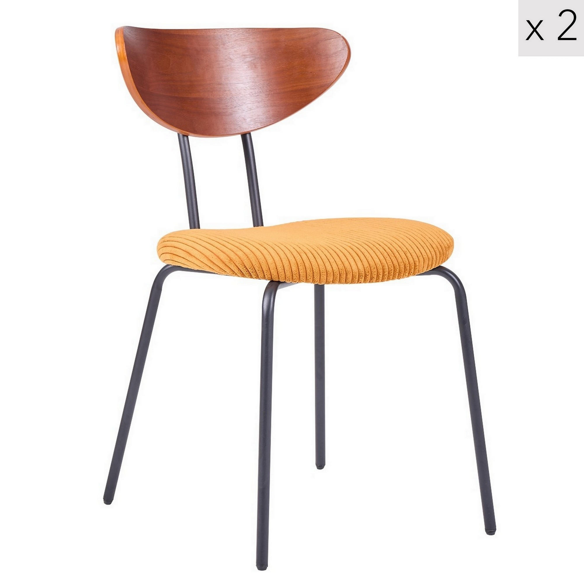 STUHL 2er-Set Stoff gelb - Gelb, Textil (48.5/81/57cm) - Nordlys