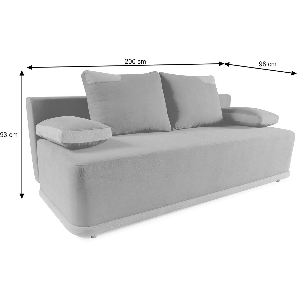 ROZKLÁDACÍ pohovka Bento 3místná s funkcí spaní, šedá - šedá, textil (200/93/98cm) - Beautysofa