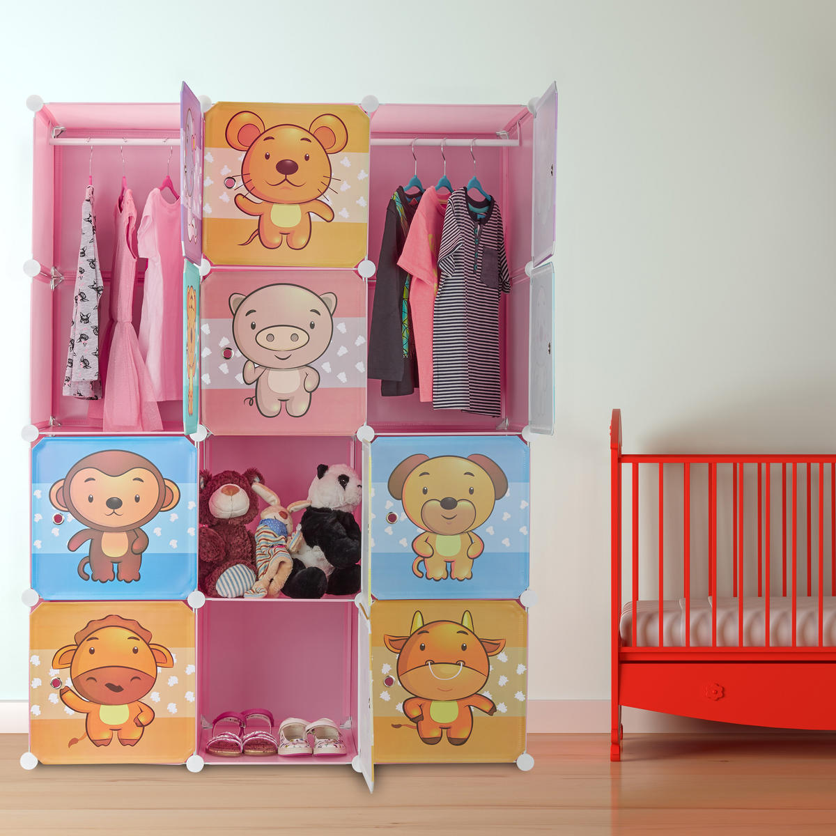 STECKREGAL Kinderzimmer - Multicolor, Kunststoff/Metall (110/145/46.5cm) - Relaxdays