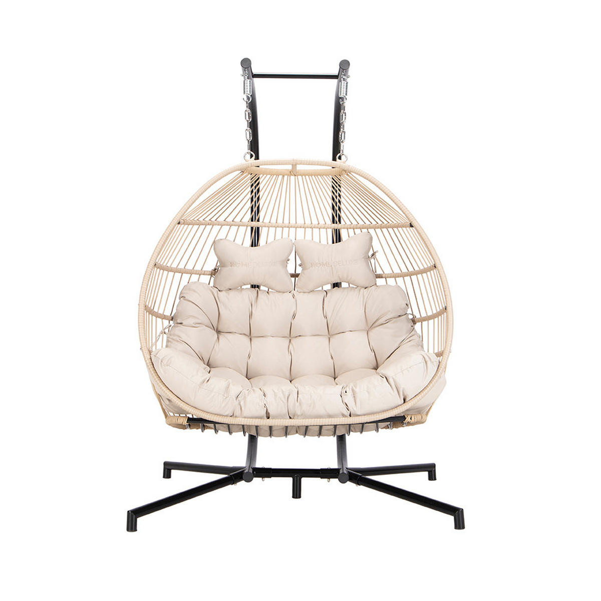 FALTBARER HÄNGESESSEL LOMA - Beige, 2-Sitzer - Beige, Kunststoff (130/123/69cm) - Home Deluxe