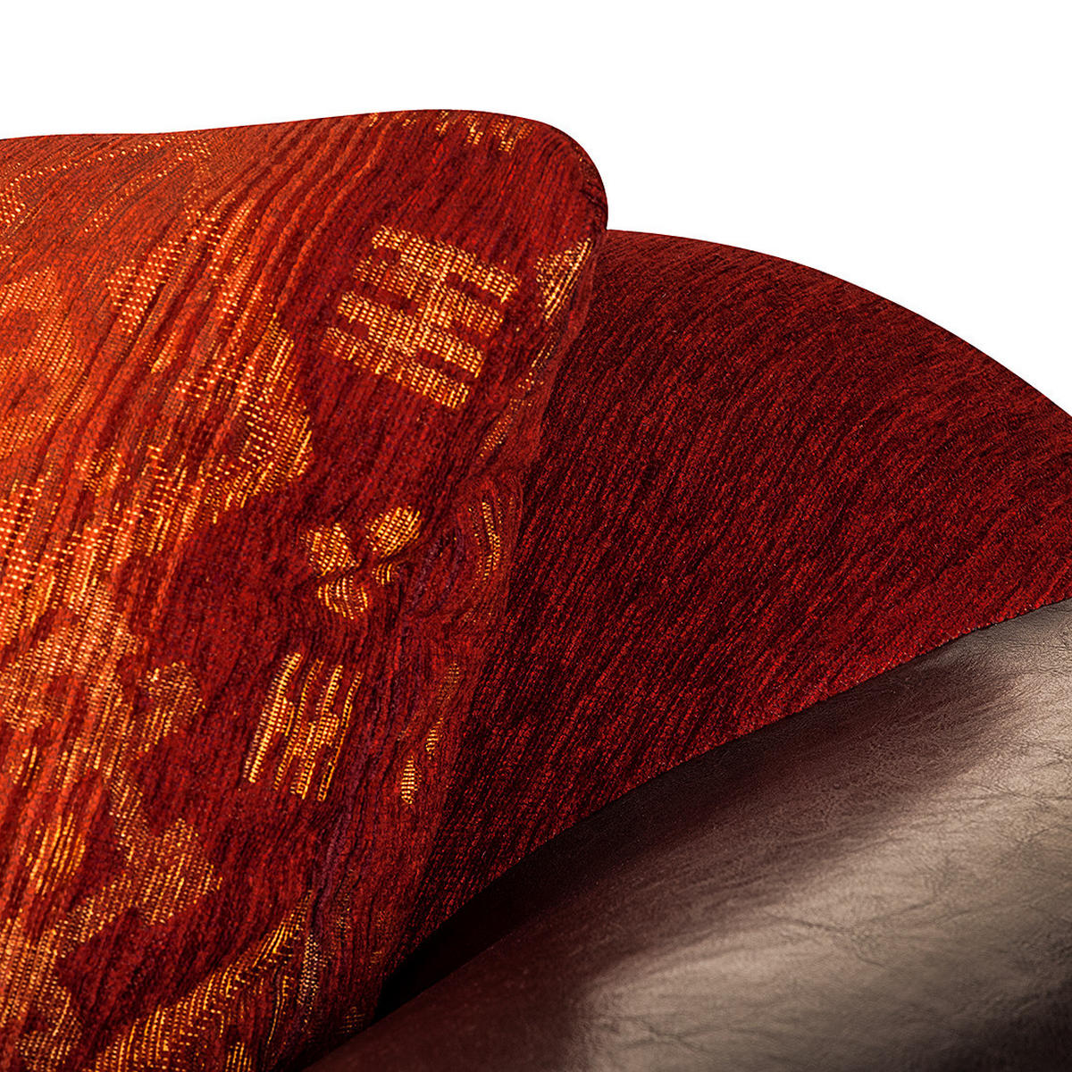 BIGSOFA - Kunstleder / Webstoff, Dunkelbraun / Rot - Dunkelbraun, Kunststoff (250/83/96cm) - home24