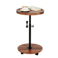 BEISTELLTISCH rund höhenverstellbar mit Rollen Nussbaum Finish - Braun, Holzwerkstoff (40/40/45cm)