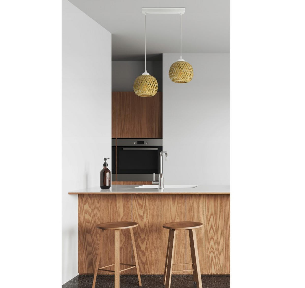 PENDELLEUCHTE BOHO - Beige/Weiß, Glas/Metall (15/42/100cm) - kiki design