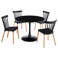 ESSGRUPPE LOIRE/RAVI 5er Set schwarz - Schwarz, Holzwerkstoff/Metall - IDIMEX