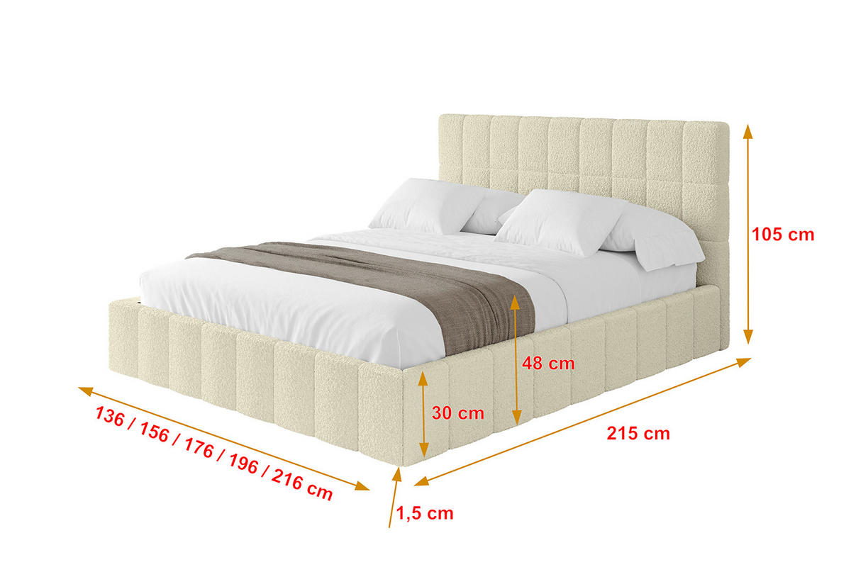 POLSTERBETT mit Bettkasten und Lattenrost, Boxbett ohne Matratze - AMEA 120x200 Beige - Taupe, Holzwerkstoff/Textil (120/200cm) - ALTDECOR