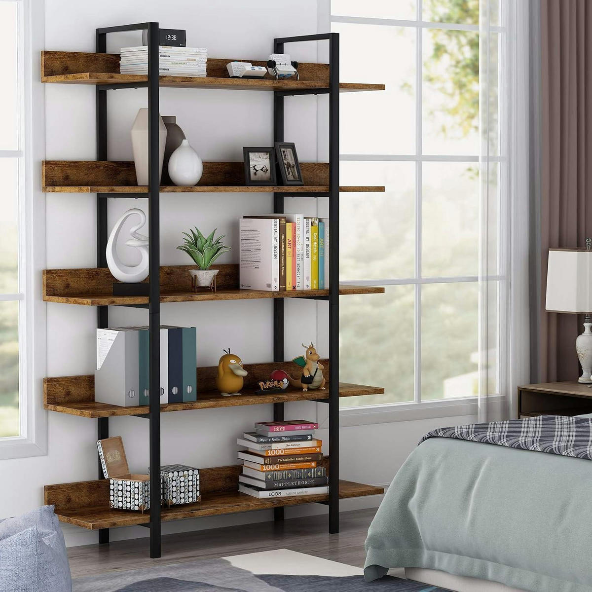 BÜCHERREGAL 5 Ebenen Industrie Vintage 105 x 29,5 x 180 cm - Braun, Holzwerkstoff (105/180/33cm)