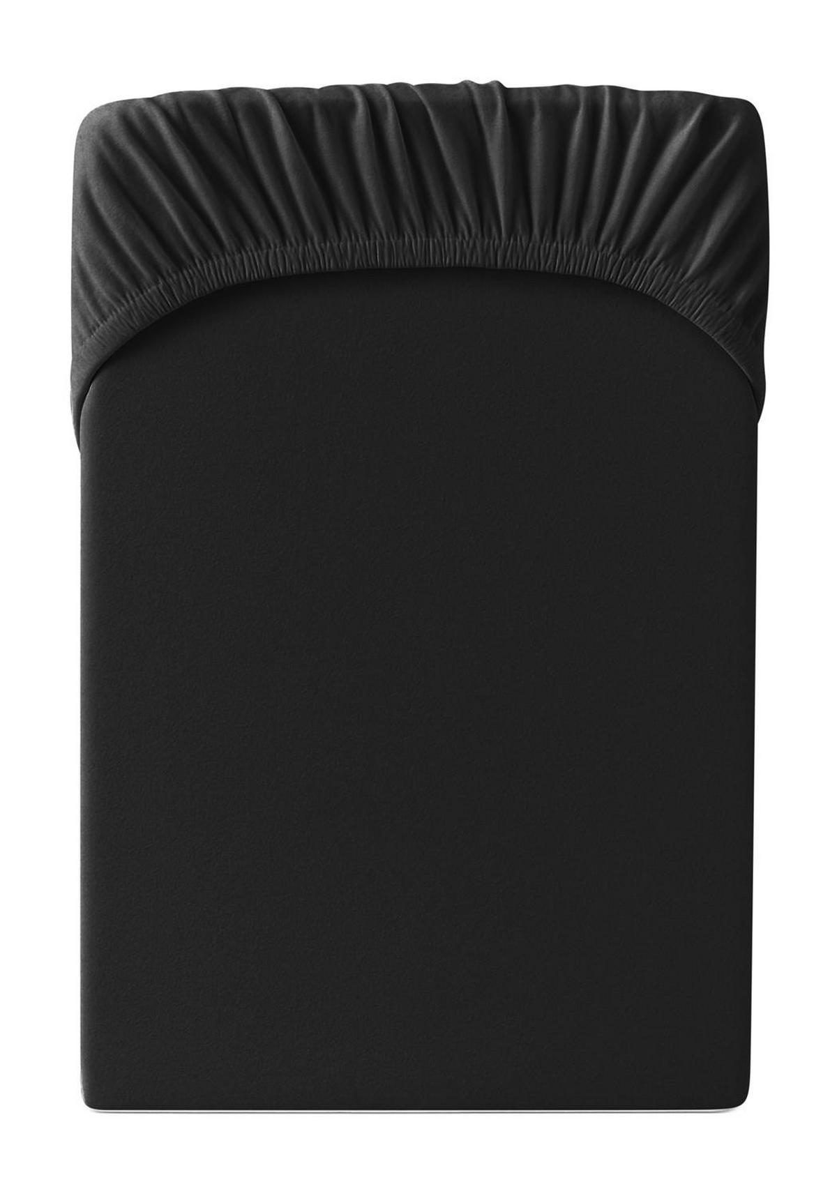 JERSEY-SPANNBETTLAKEN 180x200 - 200x200 cm, Bettlaken aus 100% Baumwolle mit Rundum-Gummizug, Spannbetttuch Schwarz - Schwarz, Textil (200/200cm) - Carpe Sonno