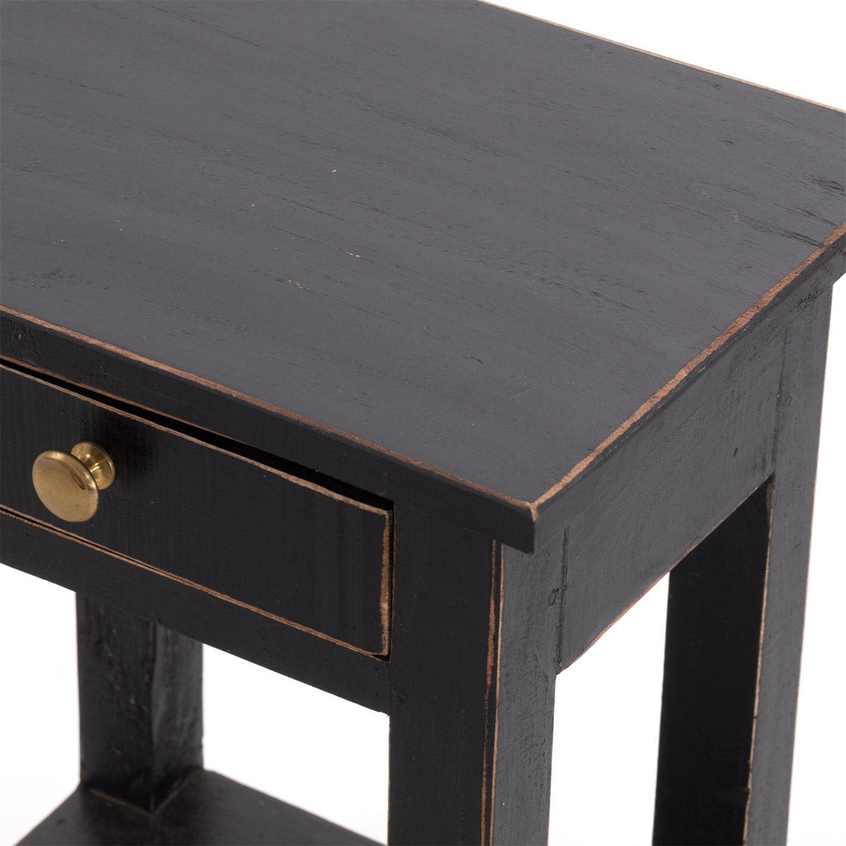 TELEFONTISCH PLANTA Mahagoni Massivholz, mit Schublade 09 voodoo - schwarz - Schwarz, Holz (24/34/52cm) - DESIGN DELIGHTS