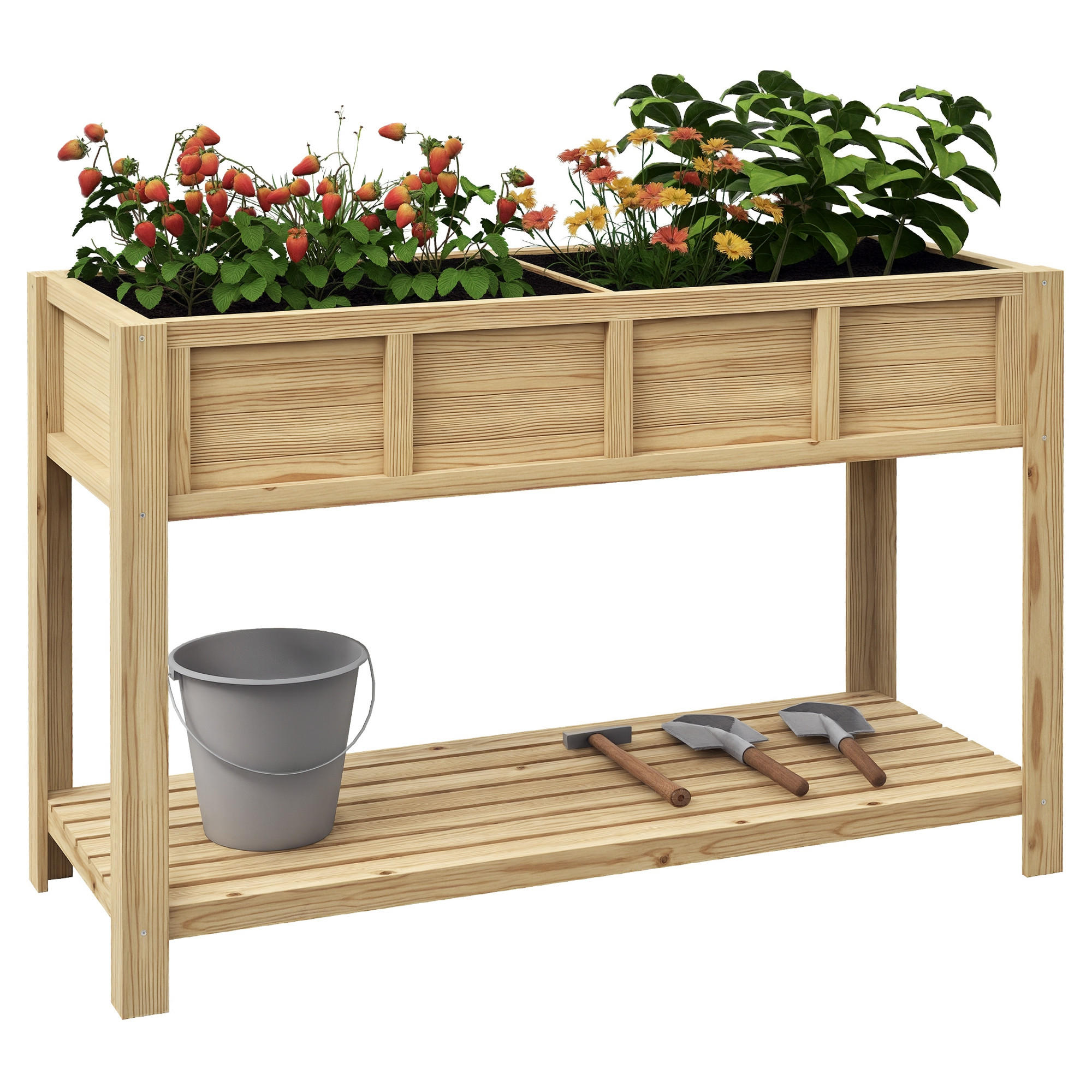 HOCHBEET DE-15997 mit herausnehmbarem Separator Holz - Naturfarben, Holzwerkstoff (115/75/46cm) - ComfortXL