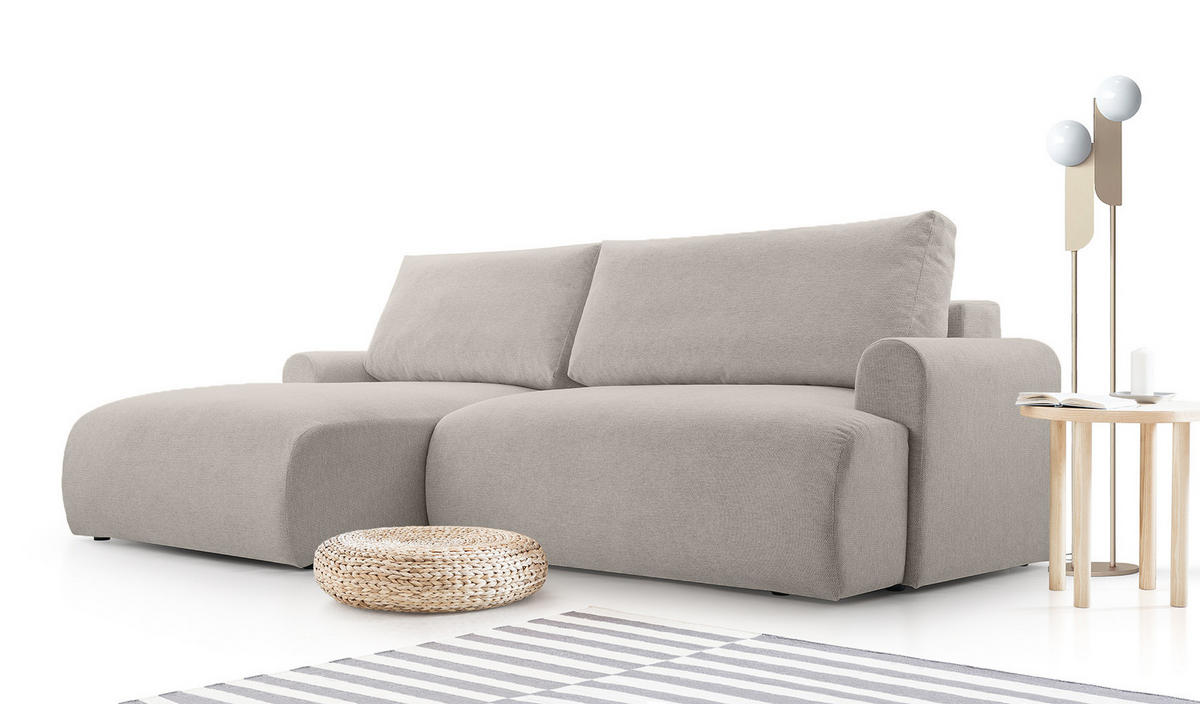 ECKSOFA mit Schlaffunktion Bordon, Beige - Beige, Textil (150/260cm) - Fedve