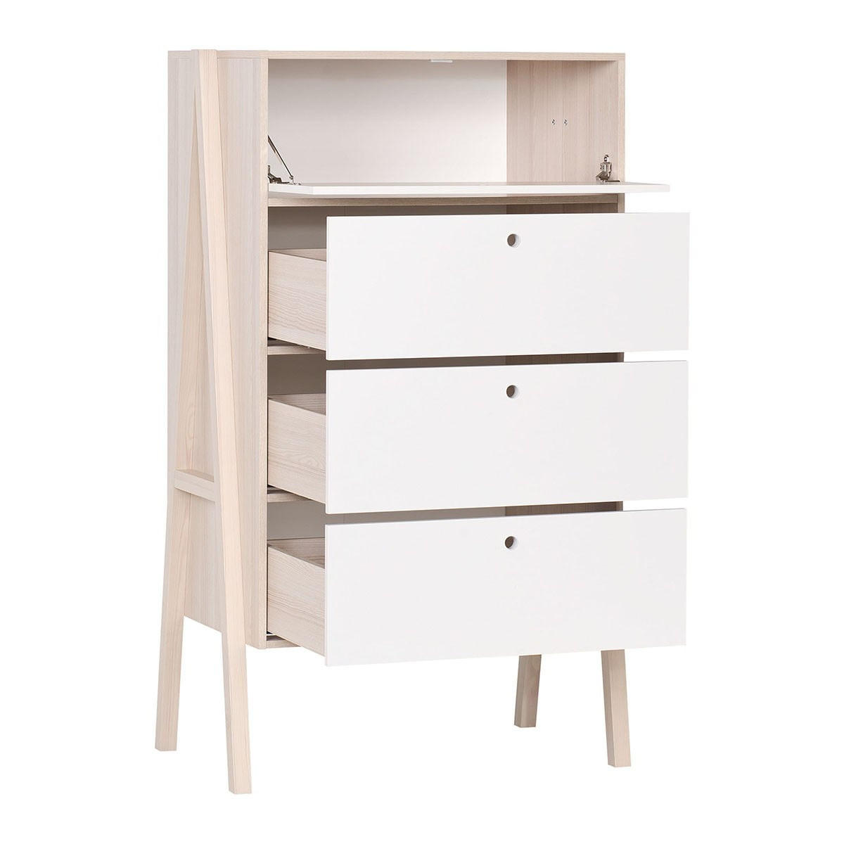 KOMMODE mit 3 Schubladen und 1 Klapptür - SPOT - Braun, Holzwerkstoff (60/150/88cm) - Calicosy