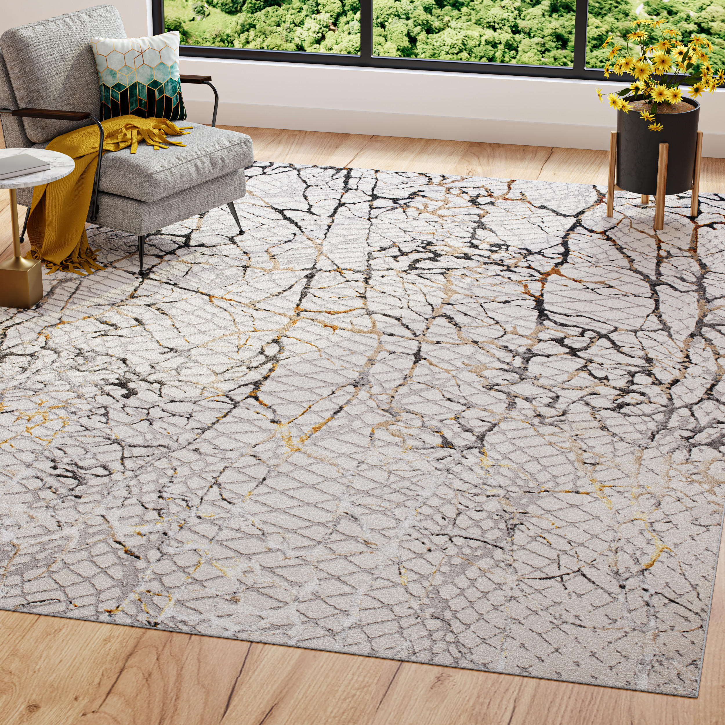 TEPPICH GOLDEN Creme 120/170 cm - Creme, Kunststoff (120/170cm) - Tapiso