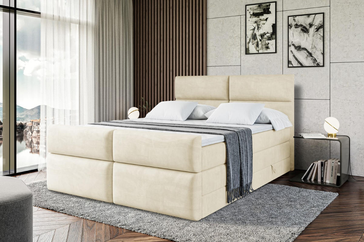 BOXSPRINGBETT BOXI3-Z KING - 180x200 - H3/H4 - Beige - Beige, Holzwerkstoff (180/200cm) - ALTDECOR