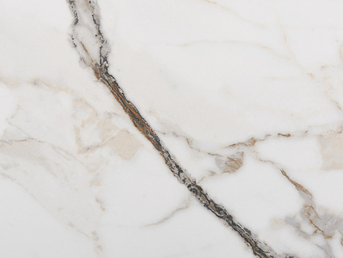 COUCHTISCH - Sicherheitsglas, Keramik & Metall - Marmor-Optik Weiß - DERIYA - Weiß, Glas (69.5/109.5/40cm) - Vente-Unique