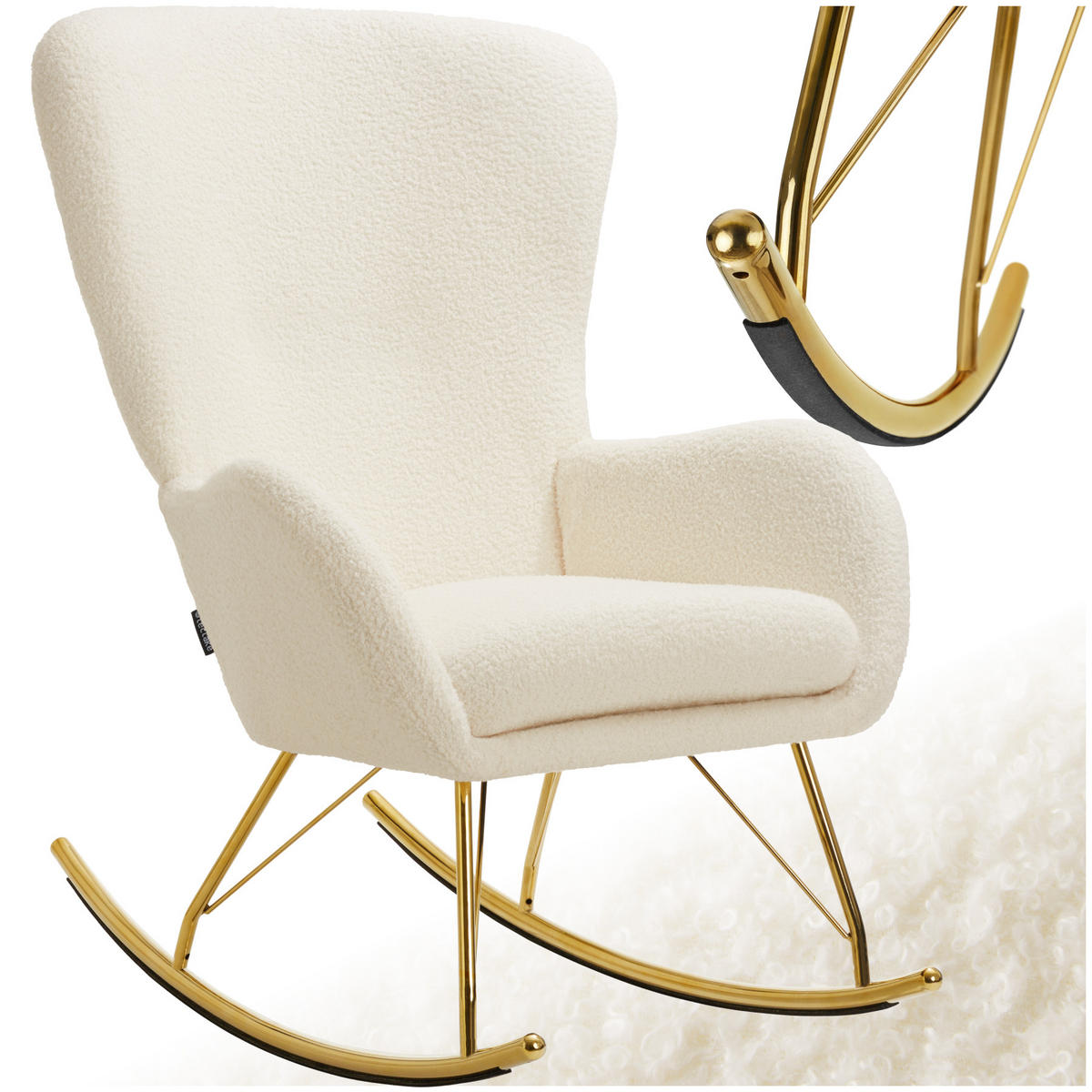 SCHAUKELSTUHL Swing,70 x 93 x 100 cm, Belastbarkeit 120 kg,creme/gold - Goldfarben/Creme, Kunststoff (70/100/93cm) - tectake