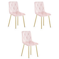 ESSZIMMERSTUHL 3-er Set TYRA hellrosa Sitz, Beine in Holzfarbe - Hellrosa/Eichefarben, Textil (44.5/87/54.5cm) - Valora