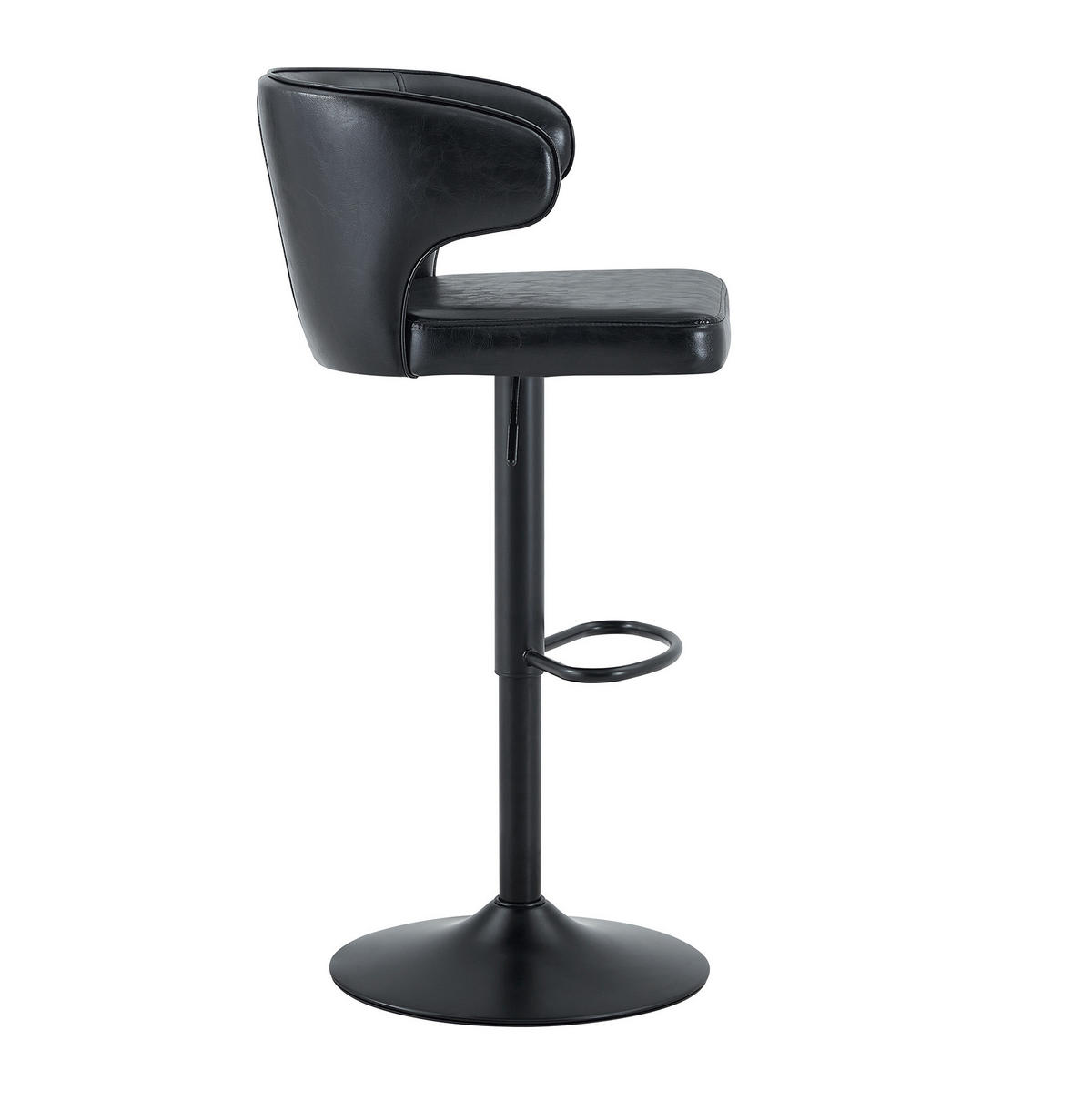 BARHOCKER mit Lehne, höhenverstellbar, 360° drehbar, Schwarz - Schwarz, Kunststoff (45/110/49.7cm) - MIVRAY