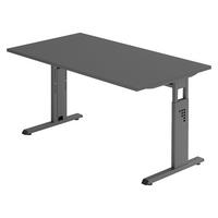 SCHREIBTISCH Serie-O 80/140/74 cm in Graphitfarben/Graphitfarben - Graphitfarben, Holzwerkstoff (80/140/74cm) - bümö