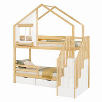 ETAGENBETT mit Stauraumtreppe 90x200 cm Weiß Natur - Weiß, Holz (90/200cm) - Meubliv
