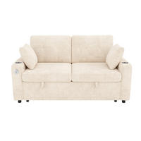 SCHLAFSOFA 2-Sitzer mit Schlaffunktion, DE-42492, Beige - Beige, Metall (141.5/83.5/131cm) - ComfortXL