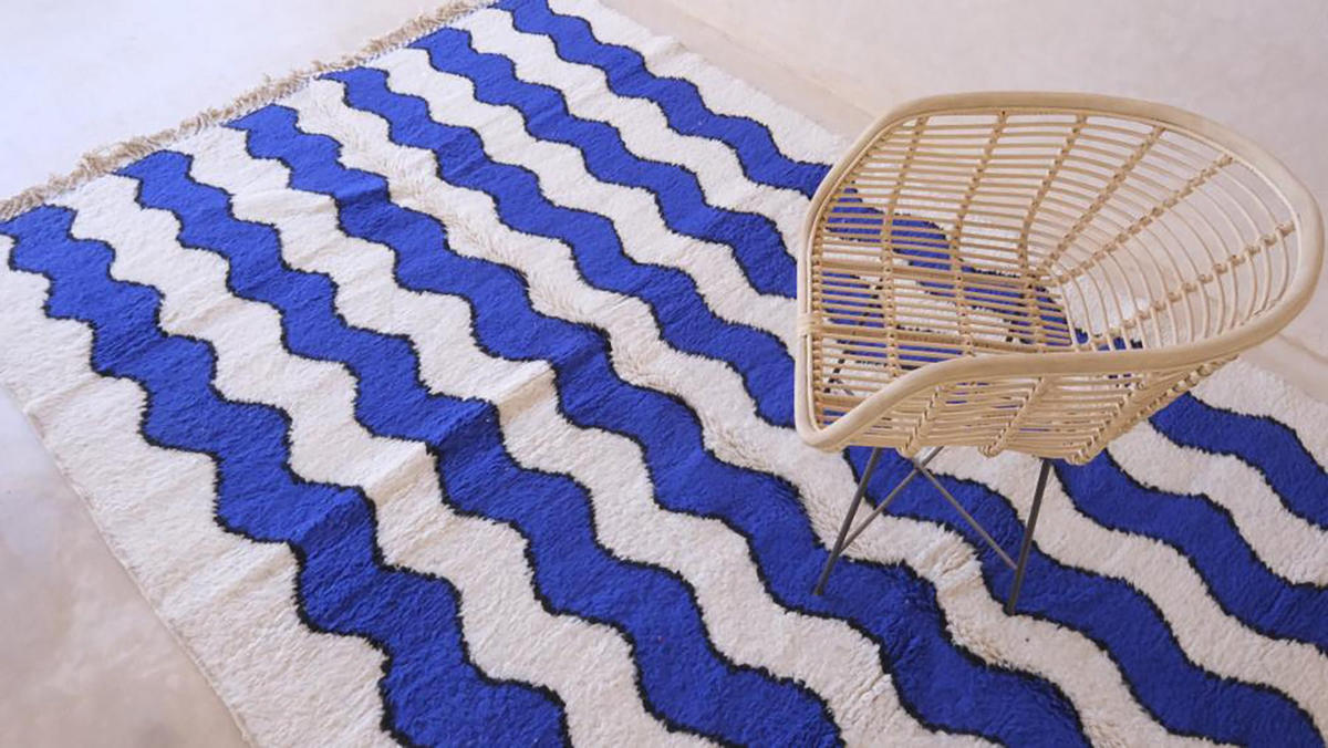 BERBERTEPPICH aus Marokko modern aus Wolle blau - Blau, Naturmaterialien (200/293cm) - AFK Living