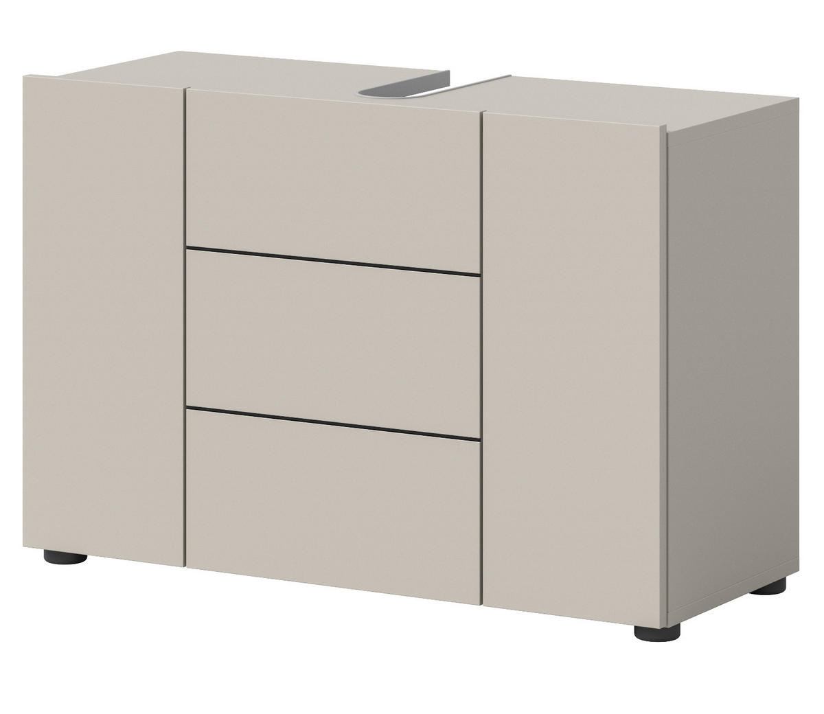 WASCHBECKENUNTERSCHRANK Kaschmir, Badezimmer Unterschrank 82 x 56 cm - Kaschmir/Schwarz, Holzwerkstoff/Kunststoff (82/56/34cm) - Inn.Furn