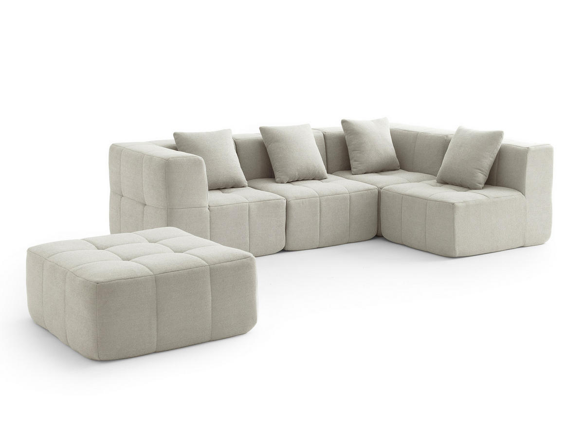 ECKSOFA Bouclé-Stoff Cremebeige - Beige, Textil (260/190cm) - MILYsofa