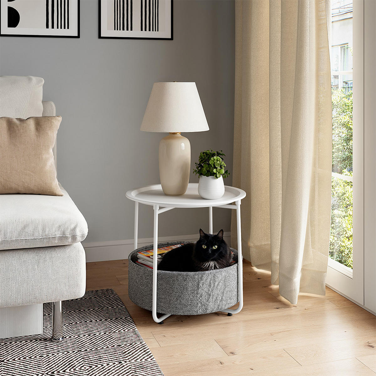 COUCHTISCH Liva Weiß 47 x 50 cm - Weiß, Metall (50/47/50cm) - Vicco
