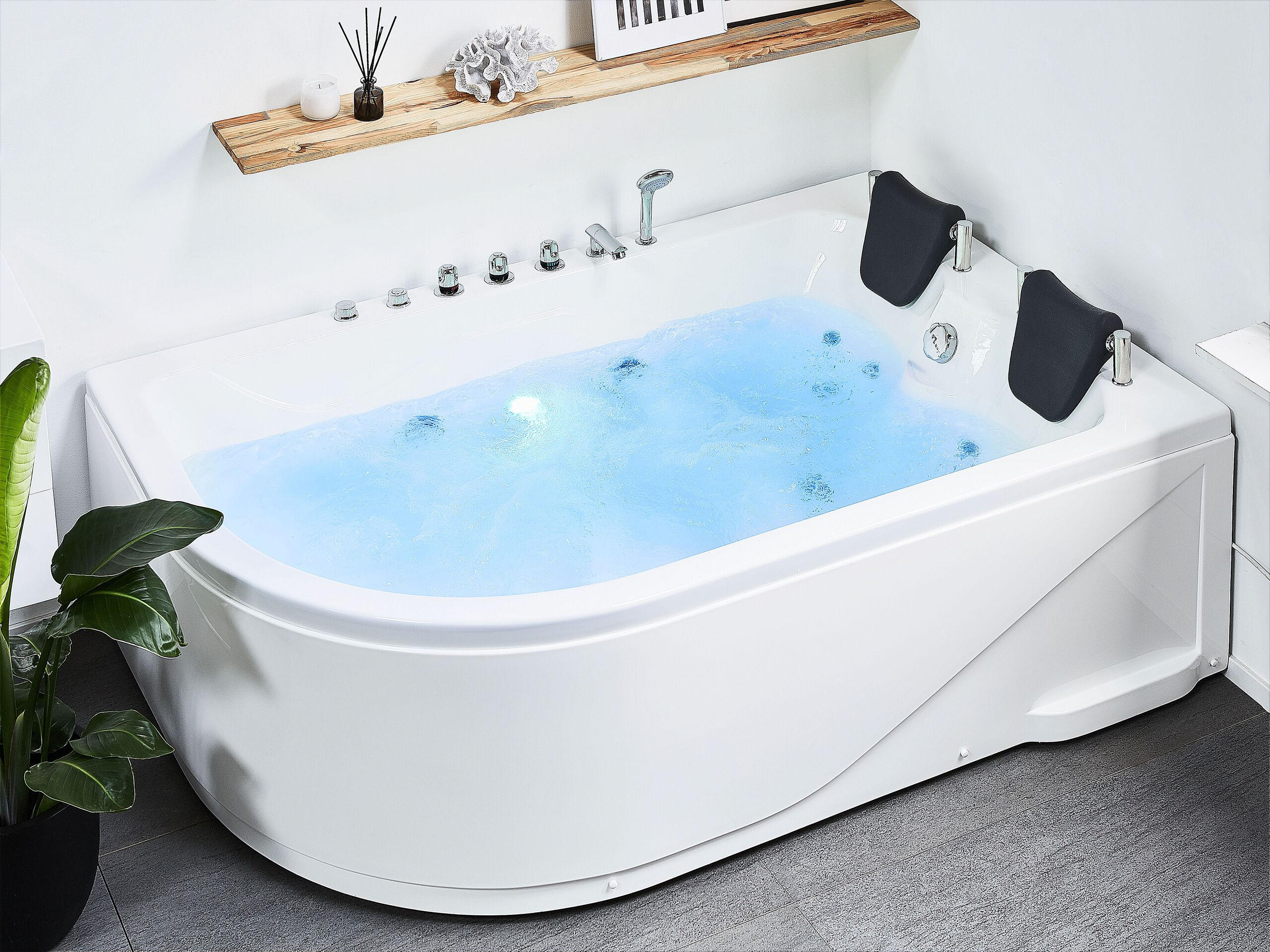WHIRLPOOL-BADEWANNE mit LED 120x180x70 cm weiß Calama - Weiß, Kunststoff (120/70/180cm) - Beliani