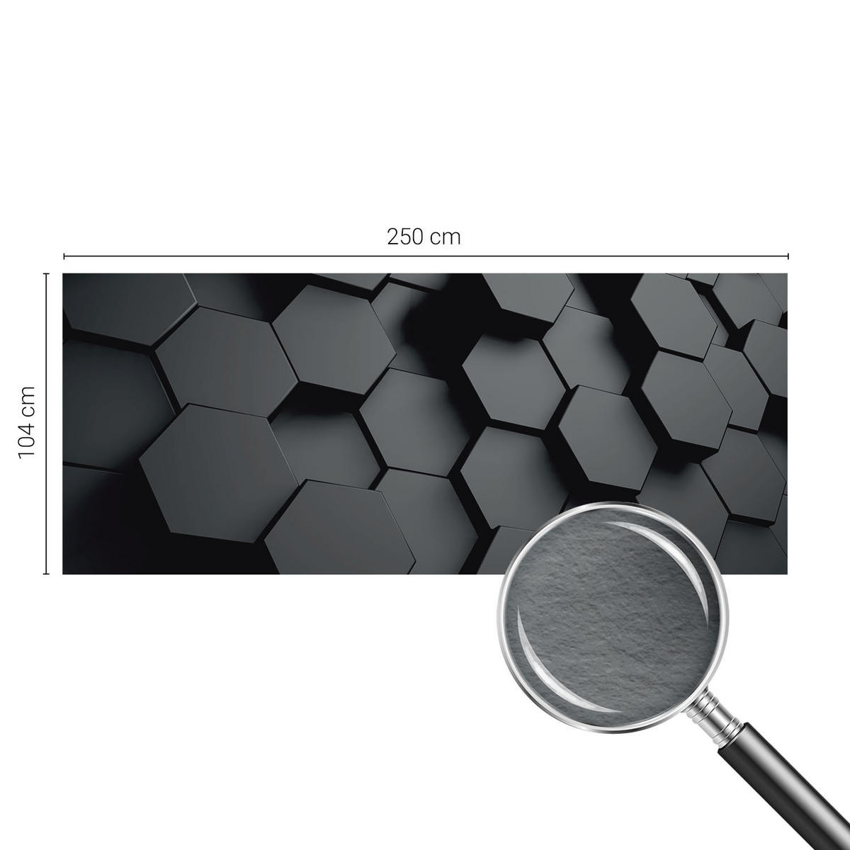 FOTOTAPETE 250x104 cm - 3D-Sechsecke - Schwarz, Textil (250/104cm) - Wallfluent
