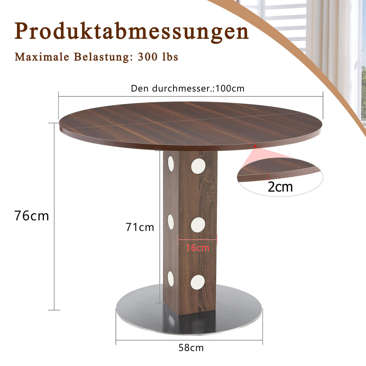 ESSTISCH 100/100/76 cm Walnuss aus MDF mit Stauraumfächern - Walnussfarben, Holzwerkstoff (100/100/76cm) - OKWISH