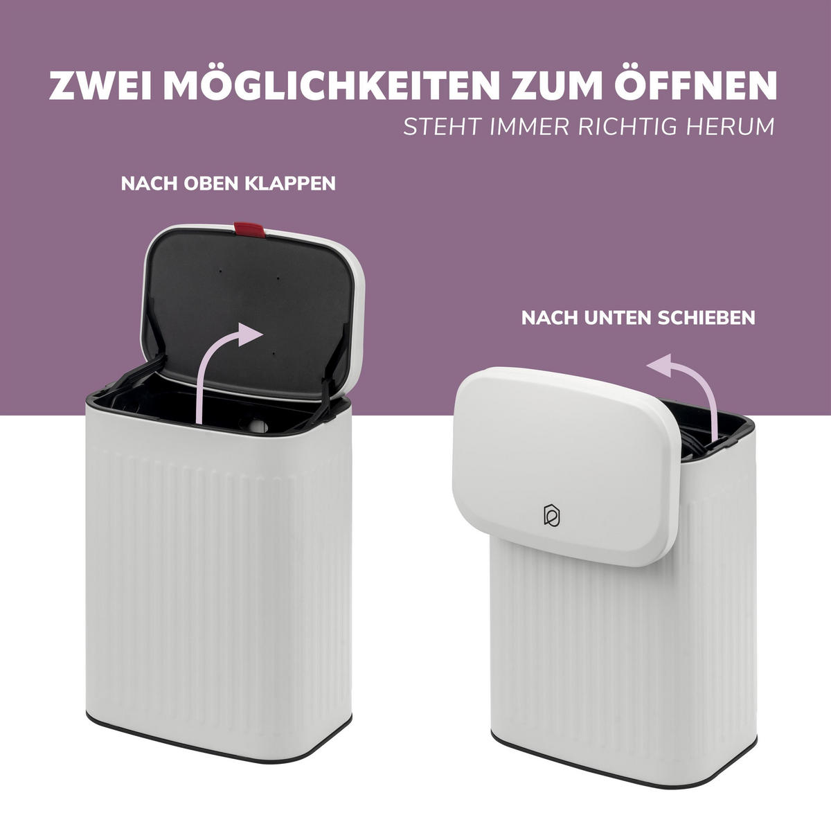 ABFALLEIMER, Metall weiß, 6 Liter - Weiß, Metall (22.5/31/16.5cm) - eluno