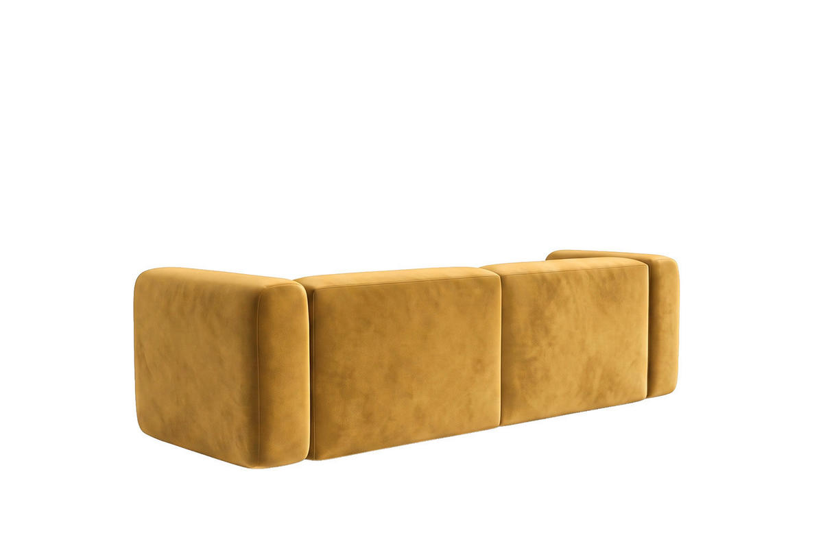 SOFA 2-Sitzer, Velvet-Stoff Bluvel, Golden, GRETA - Goldfarben, Holz (228/70/89cm) - Kaiser Möbel