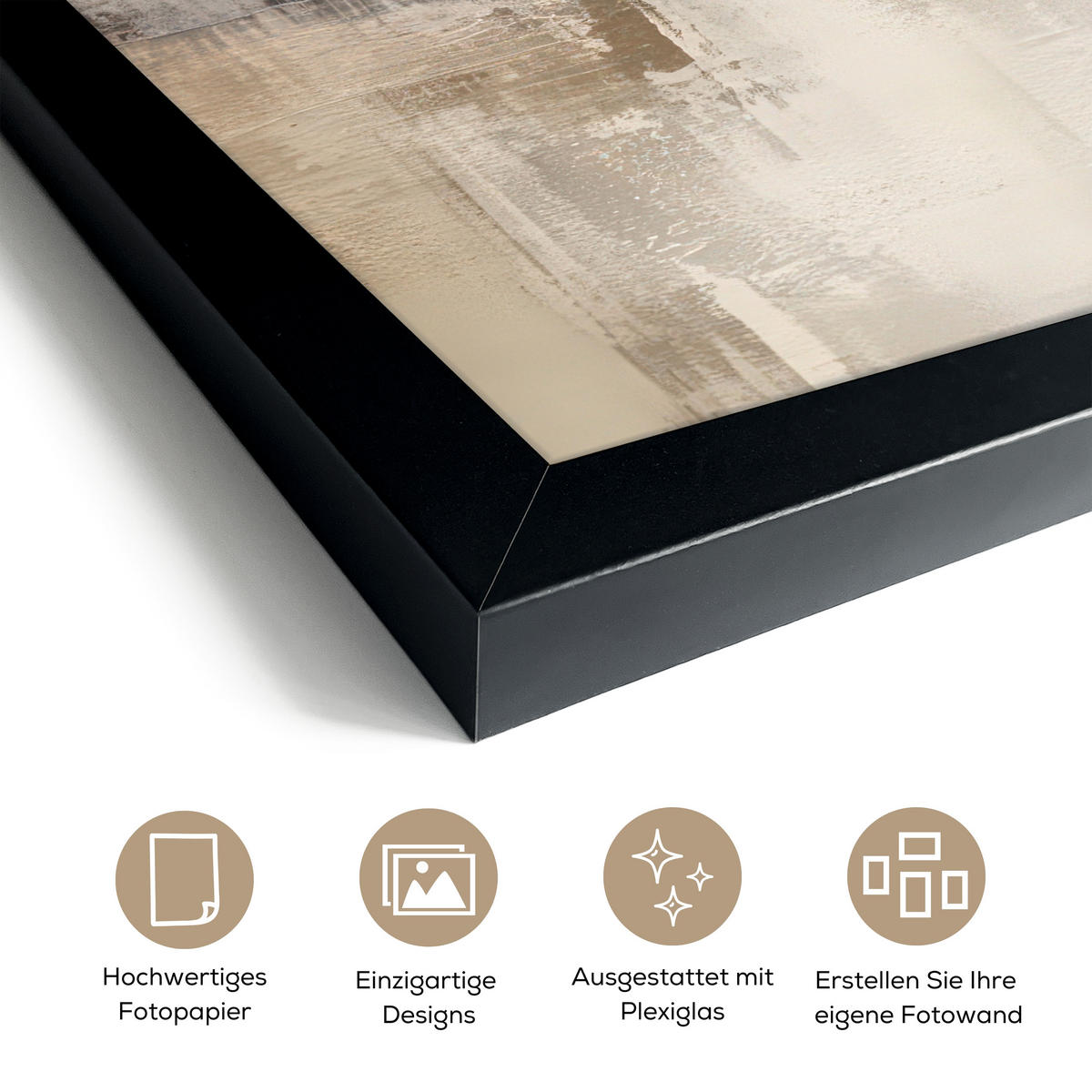 POSTER MIT RAHMEN Moderne Kunst - Abstrakt - Beige 40x30 cm - Beige, Papier (40/30cm) - MuchoWow