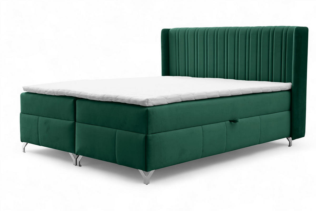 BOXBETT Damien - Grün, Holzwerkstoff/Textil (140/200cm) - Fun Möbel