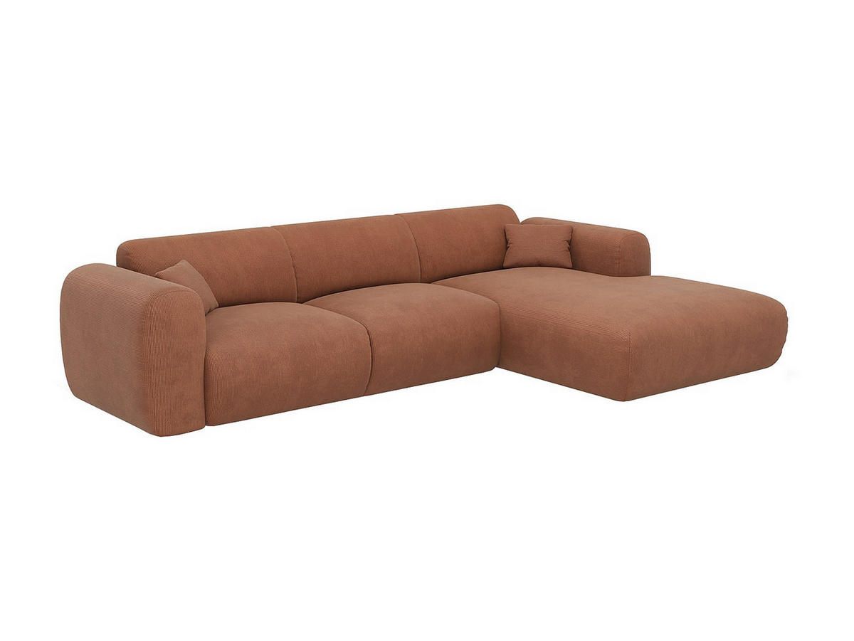 SOFA ohne Schlafmöglichkeit - 5 Personen - Samt, Stoff - Terracotta - Terracotta, Textil (280/165cm) - Vente-Unique