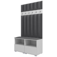 GEPOLSTERT Garderoben-Set Nela III LUX (Farbe Weiß + Stoff Trinity 15) - Dunkelgrau/Silberfarben, Holz/Holzwerkstoff (100/187/40cm) - Ravio