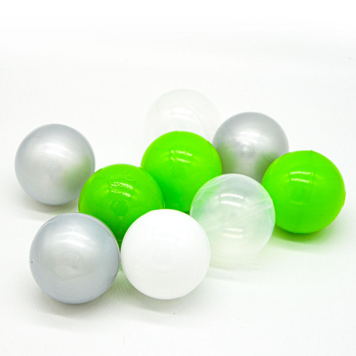 BÄLLEBAD-BÄLLE 200 Stück, Grün/Grau/Weiß/Transparent, 5.5 cm - Grün, Kunststoff (5.5/5.5/5.5cm) - Littletom