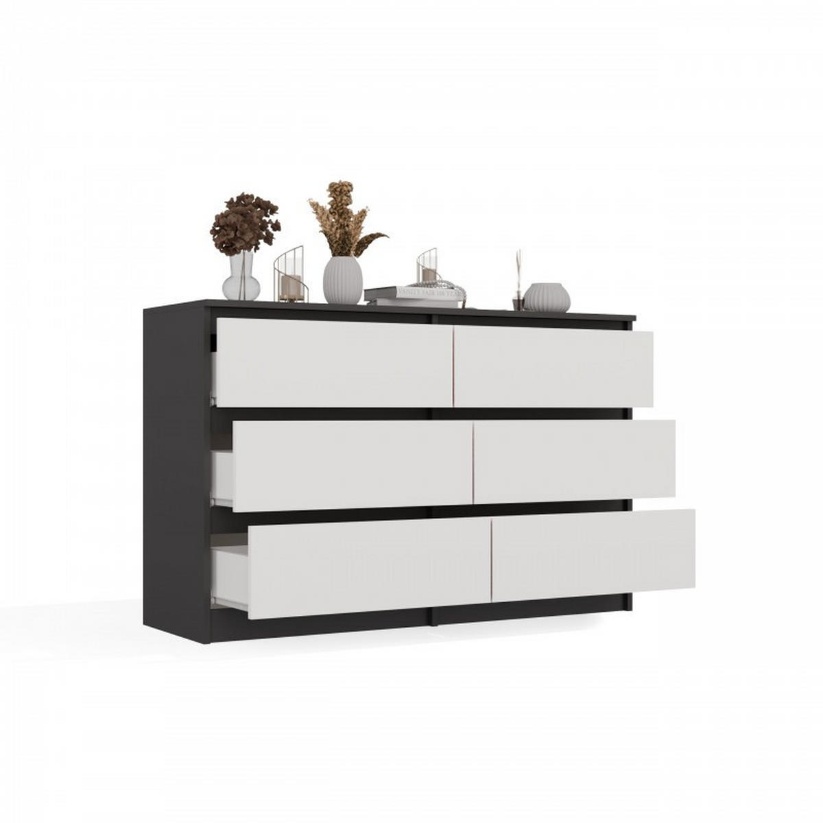 KOMMODE Anthrazit, Weiß 120/75/30 - Anthrazit/Weiß, Holzwerkstoff (120/75/30cm) - RAUMHIRSCH FURNITURE