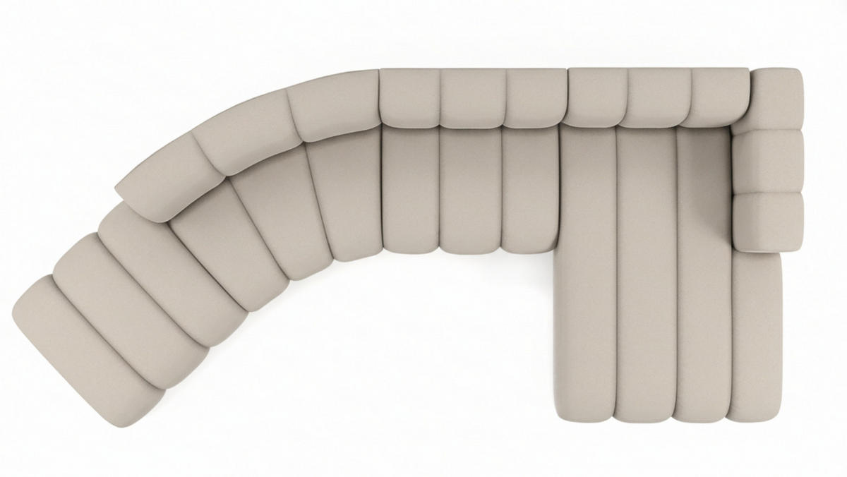 ECKSOFA L-Form GRAND Round, Stoff Salvador, Beige, Rechts - Beige, Holz (445/179cm) - Kaiser Möbel